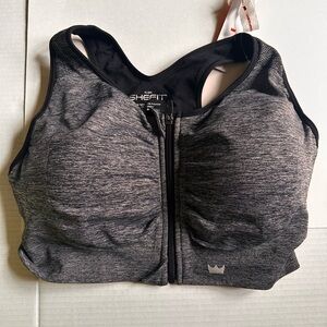 SHEFIT Heathered Black Sports Bra NEW. 4 Luxe.